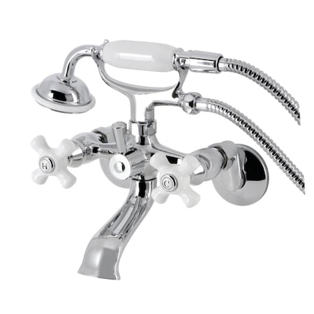 Kingston Brass KS265PXC Tub Wall Mount Clawfoot Tub Faucet with Hand Shower, Polished Chrome KS265PXC